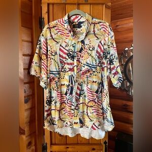 Ike Behar Vintage Sail Boat Casual Button Down Shirt‎